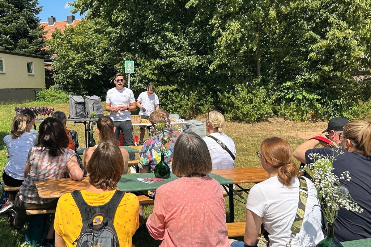 Gruppe beim REBENGLÜCK Firmenevent in den Weinbergen